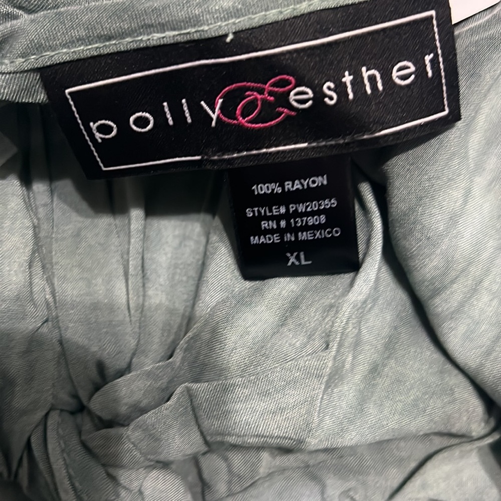 NWT Polly & Esther Womens XL Knot-Front Dolman Sleeve Casual Top in green - Picture 3 of 3